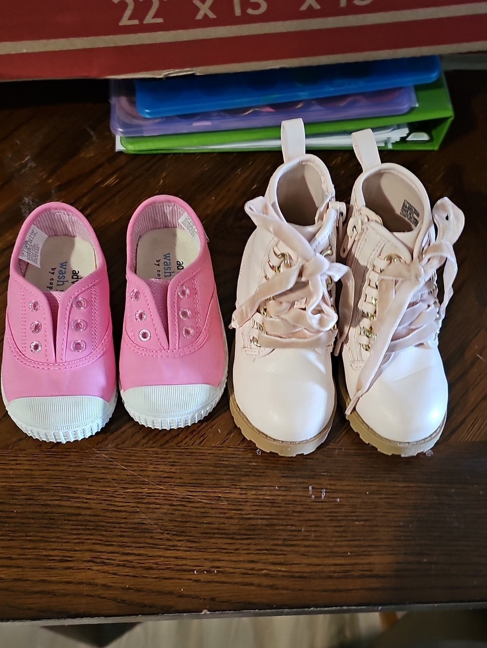 Kids Pink Canvas Slip-On and Light Pink Lace-Up Boots Set
